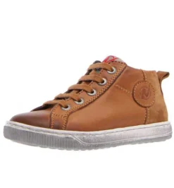 Naturino Boy's Life High Top Nappa/Suede Sneakers, Cognac Fashion