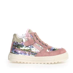 Naturino Girl's Hess High Zip Sneakers, Rose-Multi Fashion