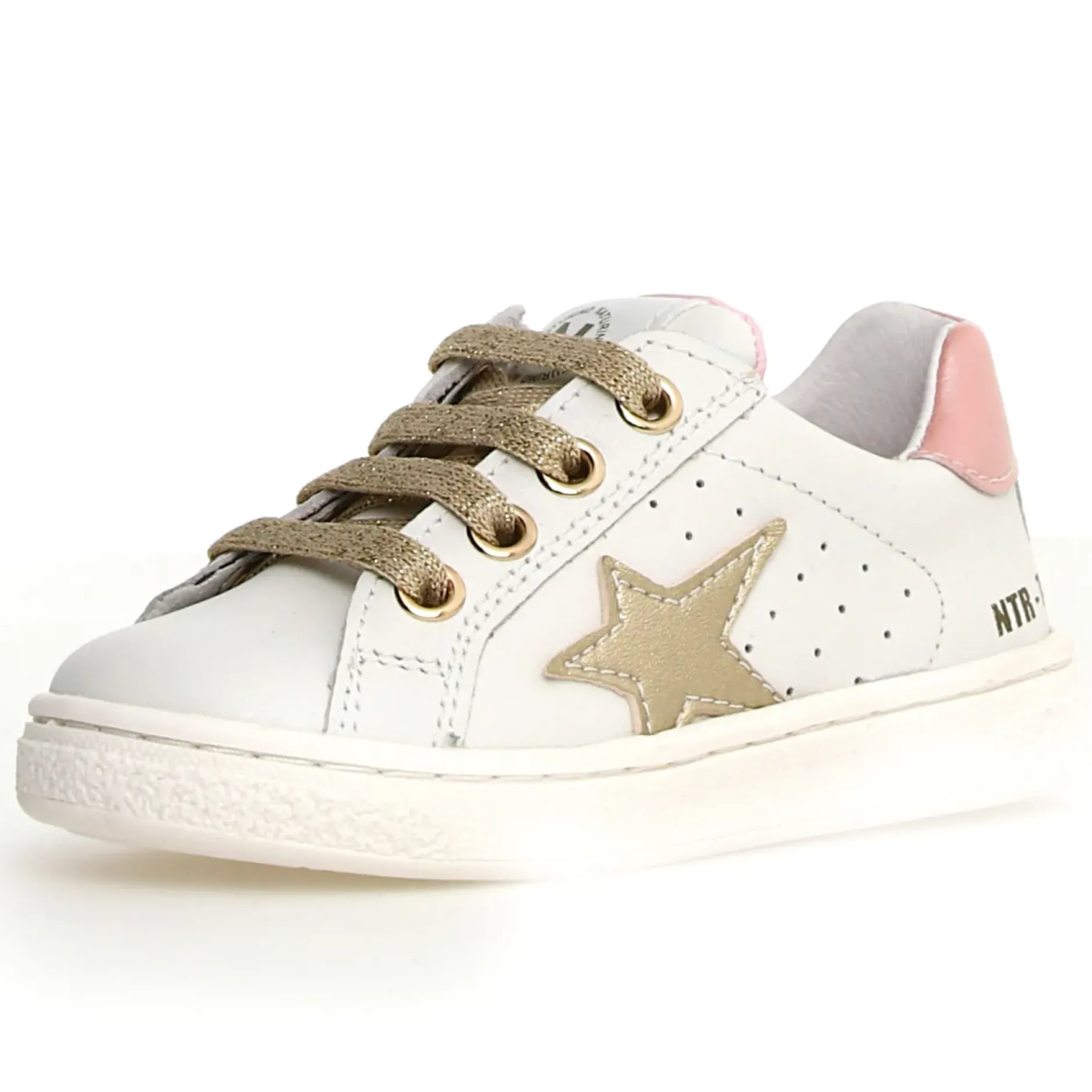 Naturino Girl's Pinn Zip Casual Shoes - Metallic White / Platinum / Pink Sale