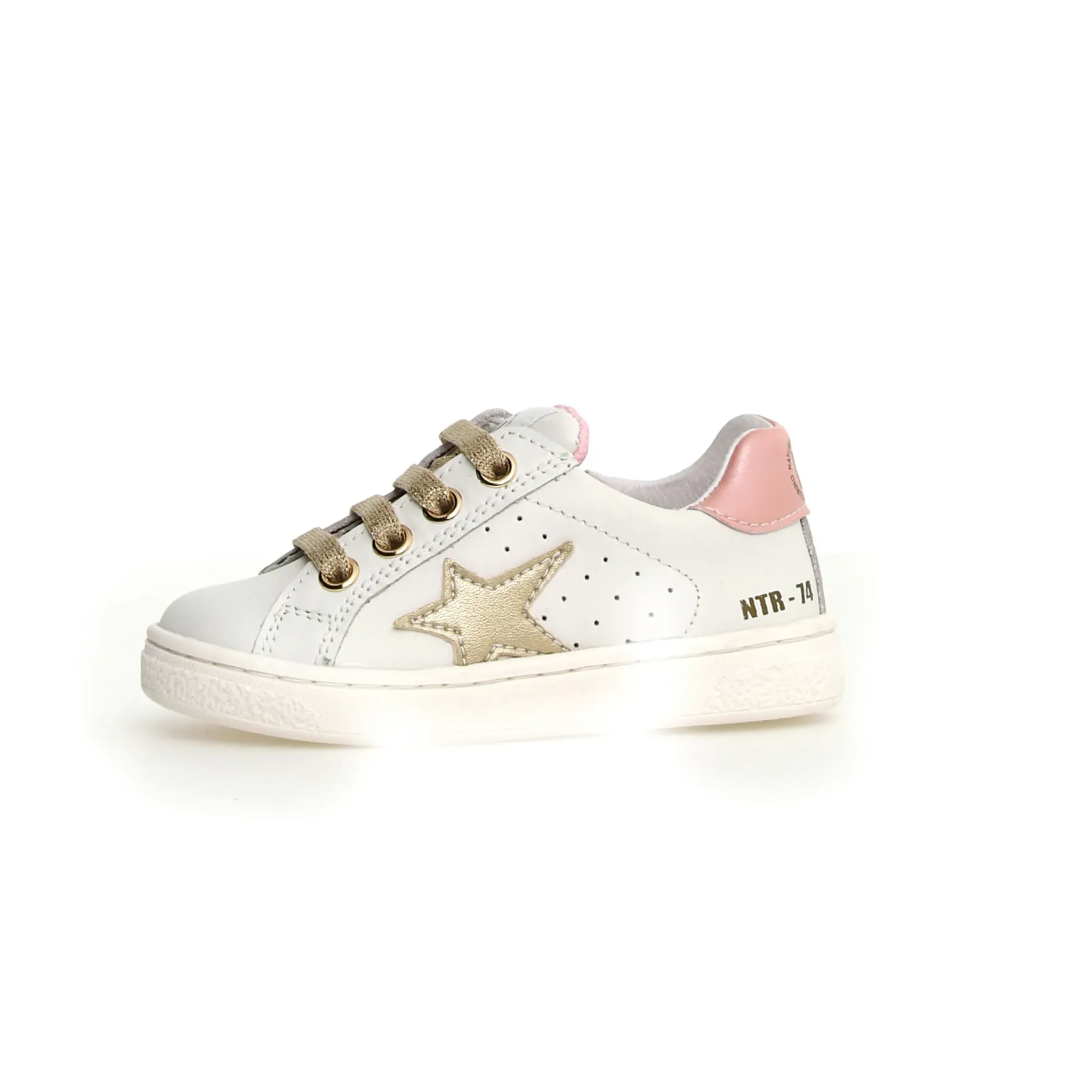 Naturino Girl's Pinn Zip Casual Shoes - Metallic White / Platinum / Pink Sale