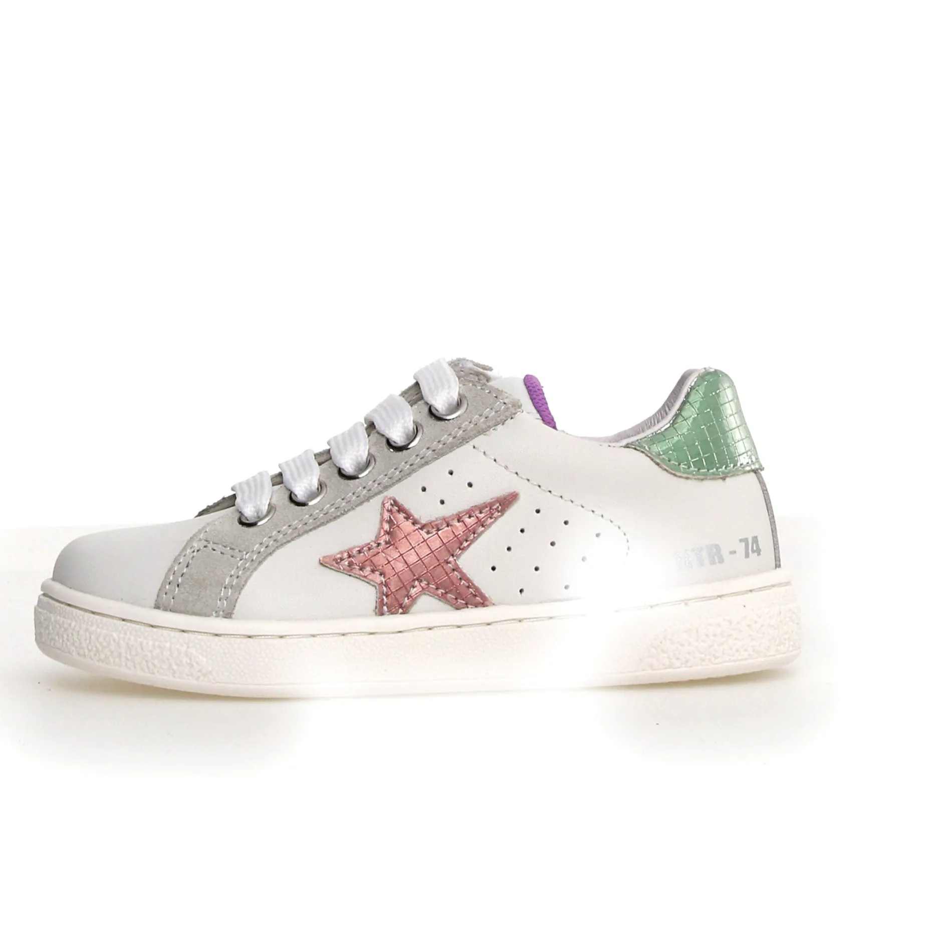 Naturino Girl's Pinn Zip Casual Shoes - White / Rose/ Capri Sale
