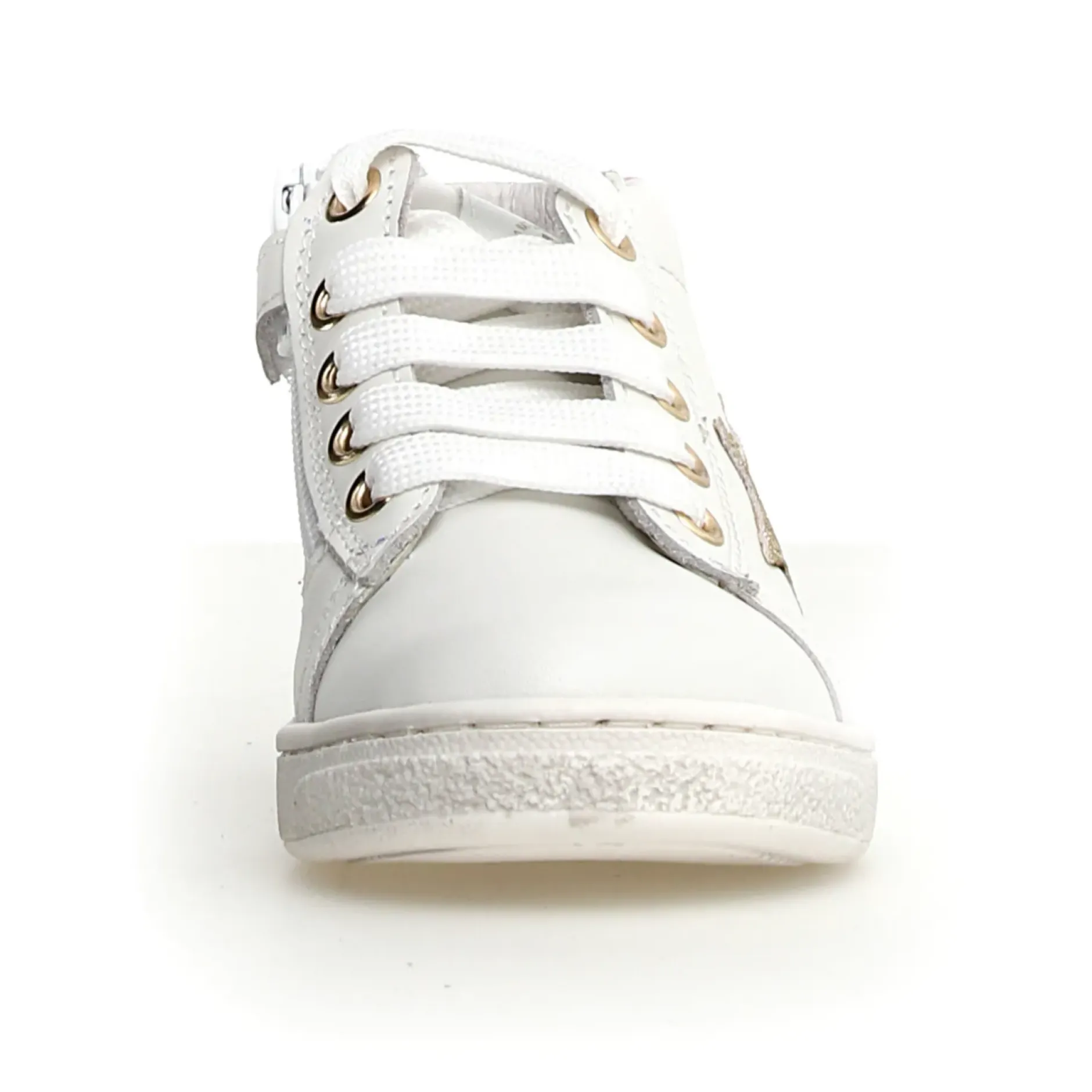 Naturino Pinn High Zip Girl's Casual Shoes - White/Platinum Best