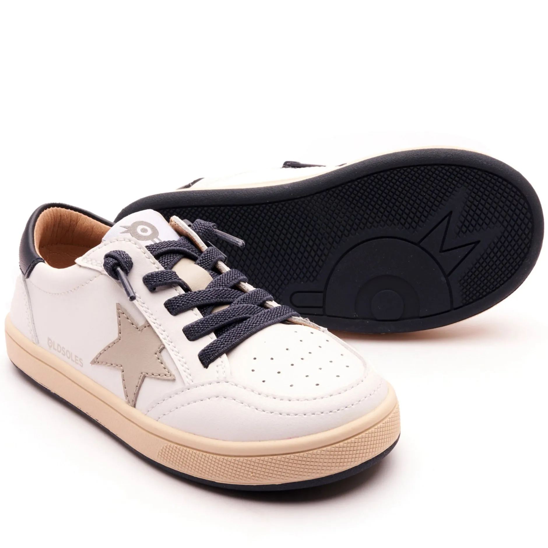 Old Soles Boy's 1006 Platinum Runner Casual Shoes - Snow / Navy / Gris / Sporco Navy Sole Best