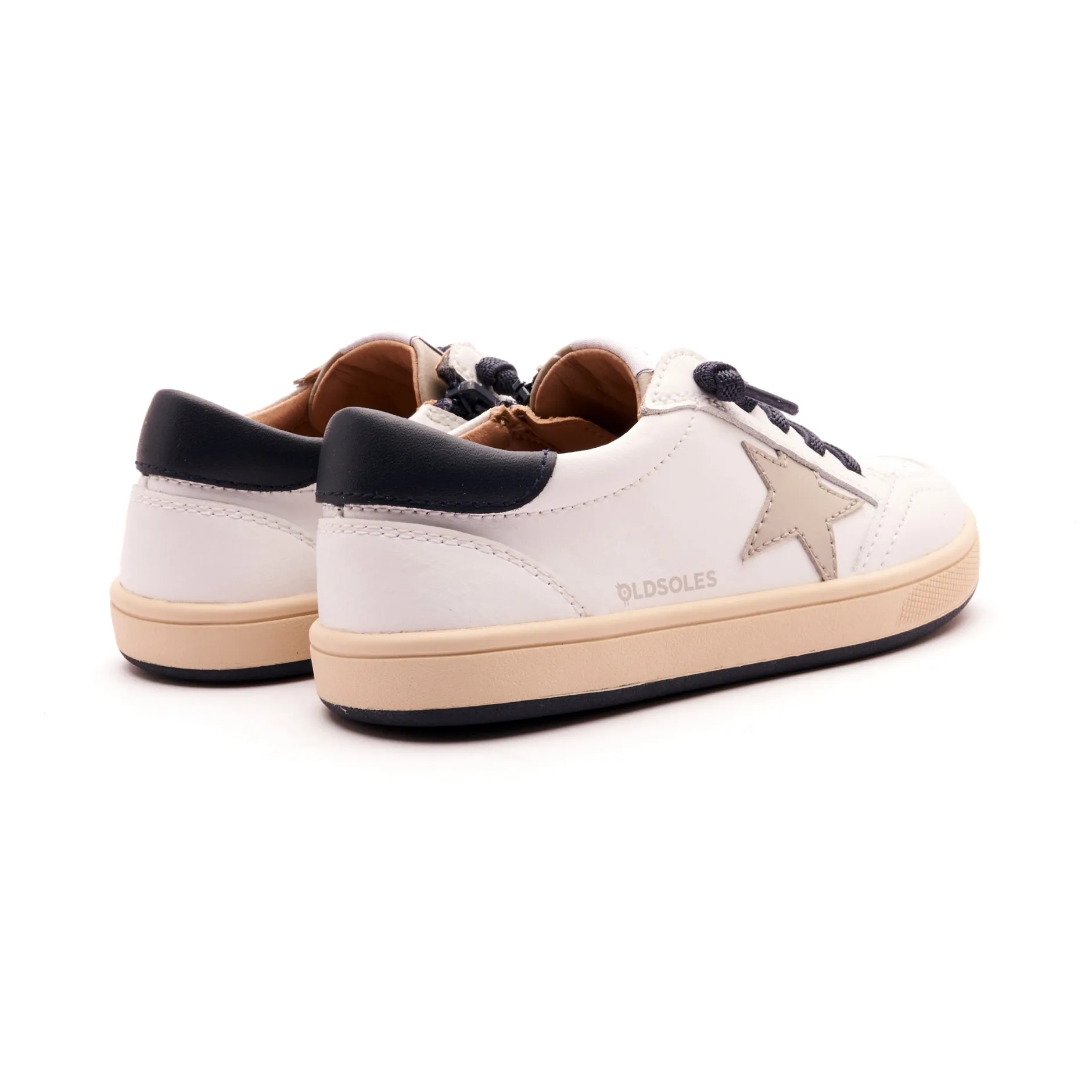 Old Soles Boy's 1006 Platinum Runner Casual Shoes - Snow / Navy / Gris / Sporco Navy Sole Best
