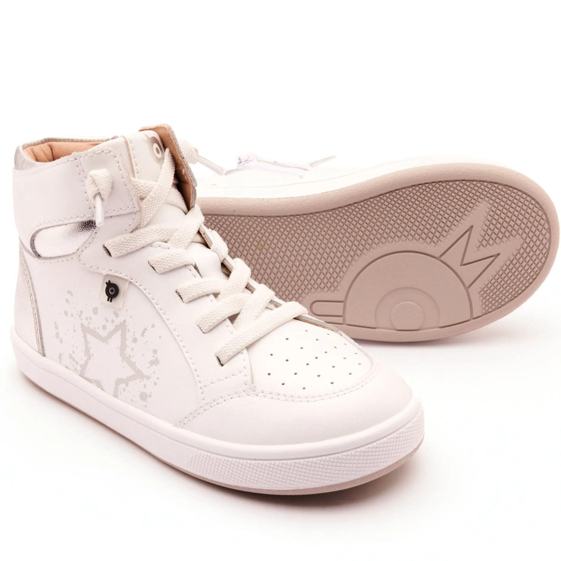 Old Soles Boy's and Girl's High Splash Casual Shoes - Snow / Silver / White Silver Fashion
