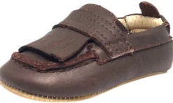 Old Soles Boy's and Girl's Distressed Brown Leather Bambini Domain Tassel Fringe Loafer Crib Walker Baby Shoe Fashion