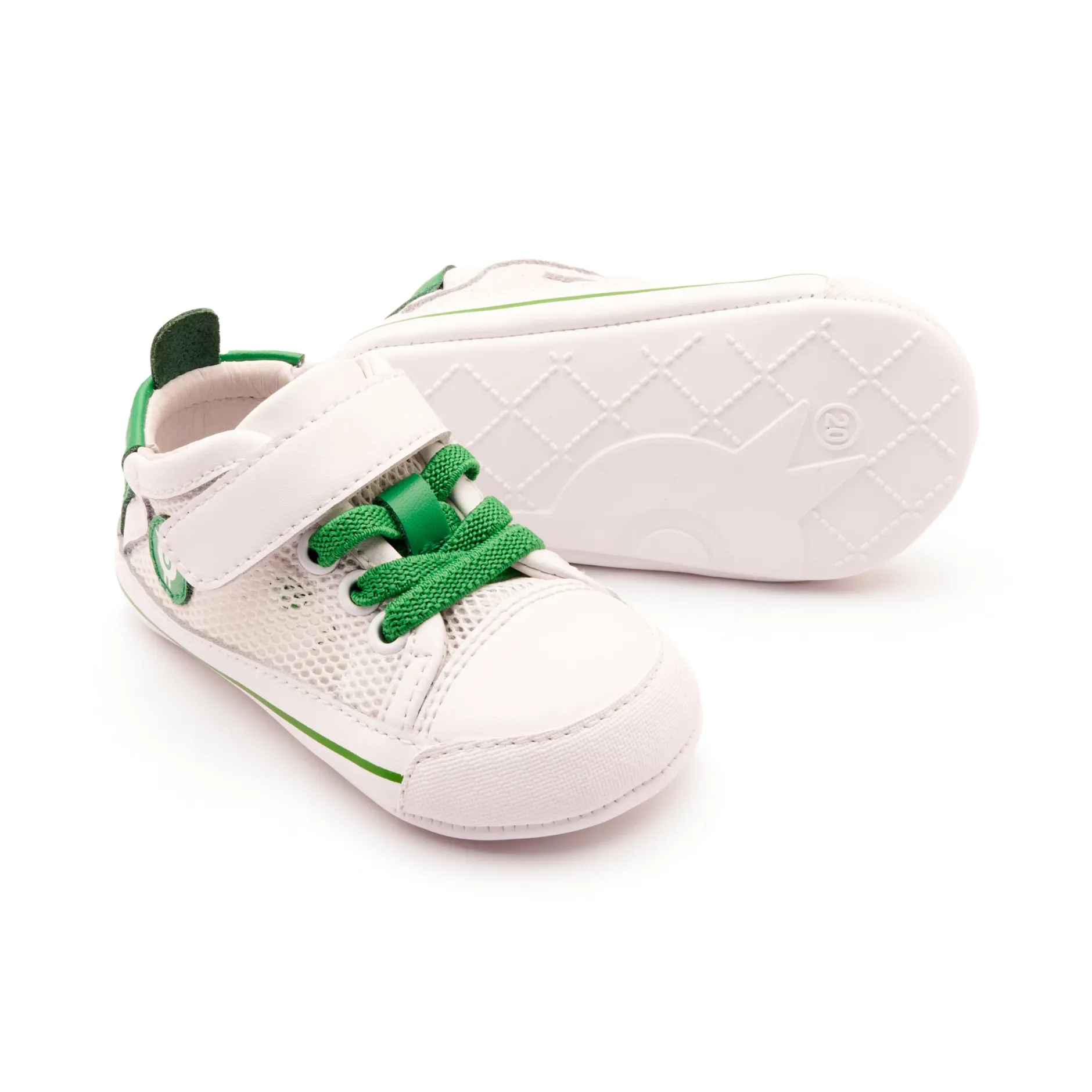 Old Soles Boy's and Girl's 0083RT Baby Mesh Casual Shoes - Snow / Neon Green / Snow Sole Outlet