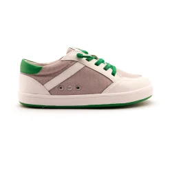 Old Soles Boy's Jet Casual Shoes - Light Grey Canvas / Snow / Neon Green Discount