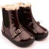 Old Soles Girl's 378 Buckle My Boot Casual Shoes - Brown Patent Hot