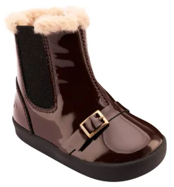 Old Soles Girl's 378 Buckle My Boot Casual Shoes - Brown Patent Hot