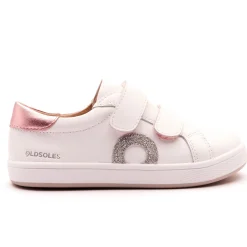 Old Soles Girl's 1018 Oldsoles Kix Casual Shoes - Snow / Pink Frost / Glam Argent / White Silver Sole Hot