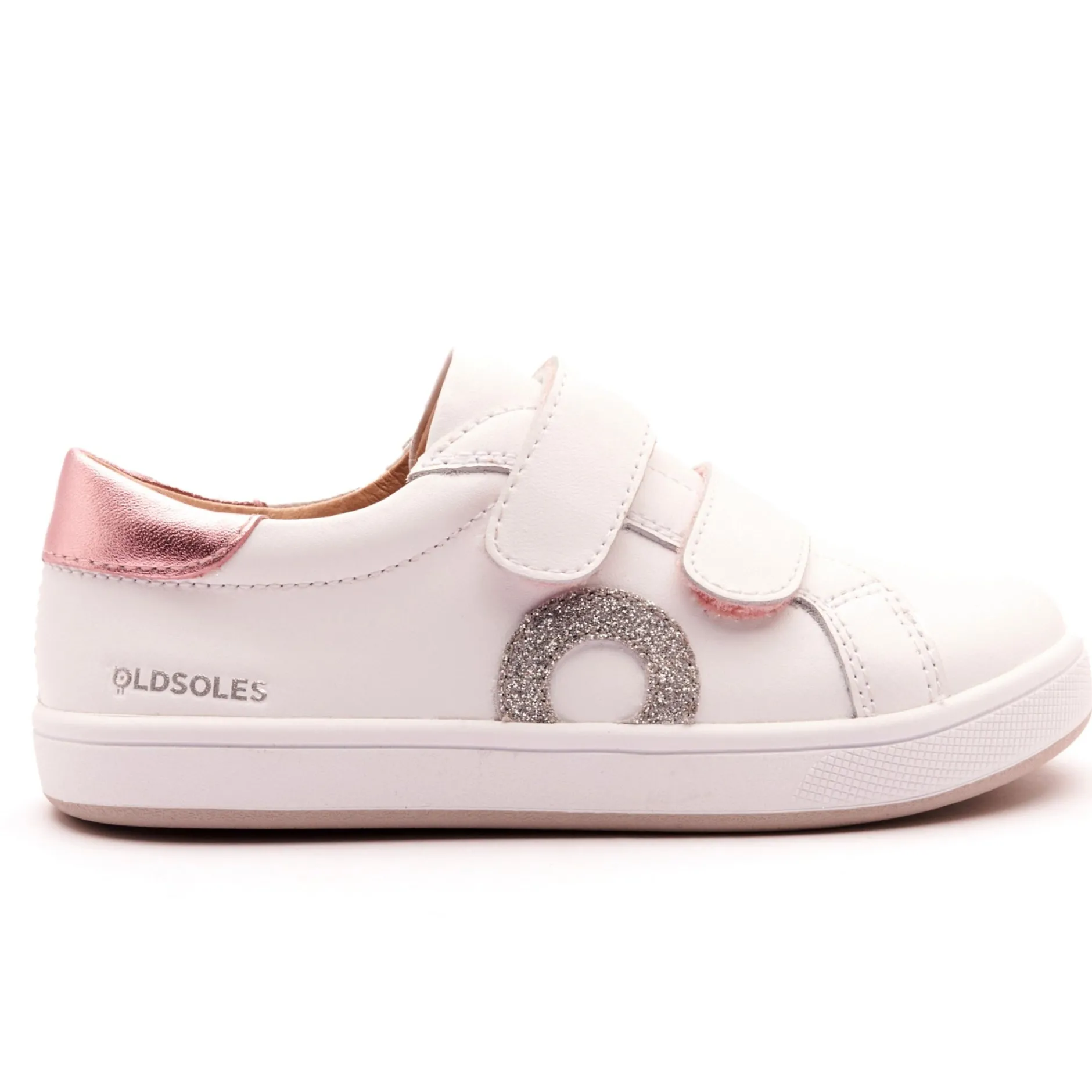 Old Soles Girl's 1018 Oldsoles Kix Casual Shoes - Snow / Pink Frost / Glam Argent / White Silver Sole Hot