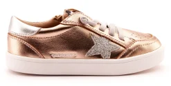 Old Soles Girl's 1006 Platinum Runner Casual Shoes - Copper / Glam Argent / Silver / White Sole Sale