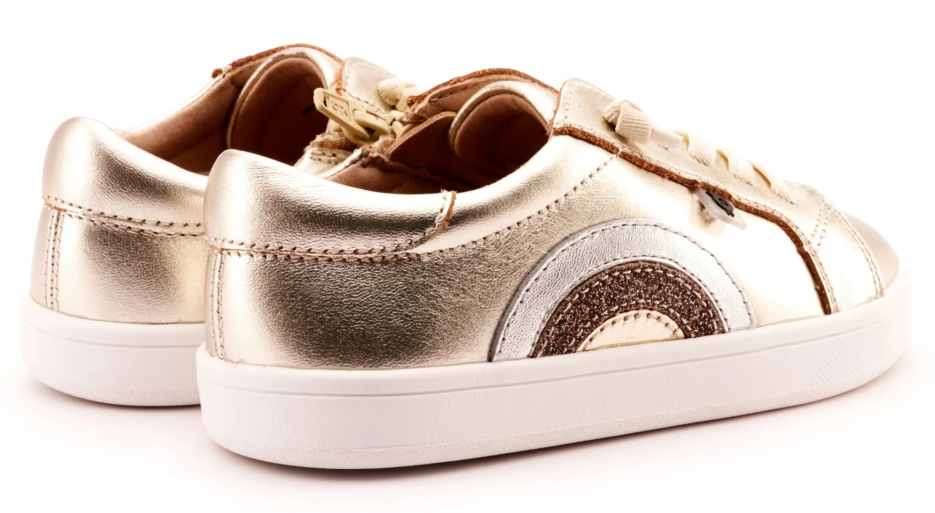 Old Soles Girl's 1010 Rainbow Jumpa Casual Shoes - Titanium / Silver / Glam Choc / Gold Outlet
