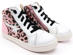 Old Soles Girl's 6117 Shoot-High Sneaker - Washed Pink Metallic/Snow/Pink Frost New