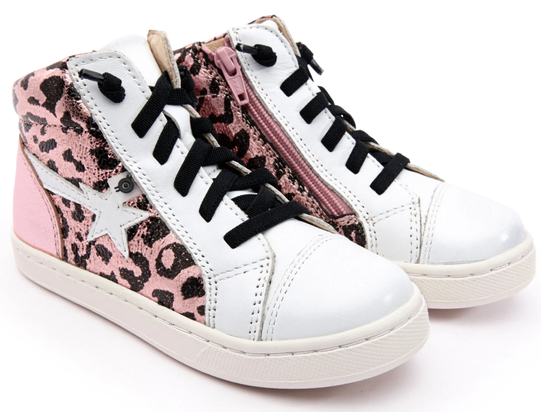 Old Soles Girl's 6117 Shoot-High Sneaker - Washed Pink Metallic/Snow/Pink Frost New