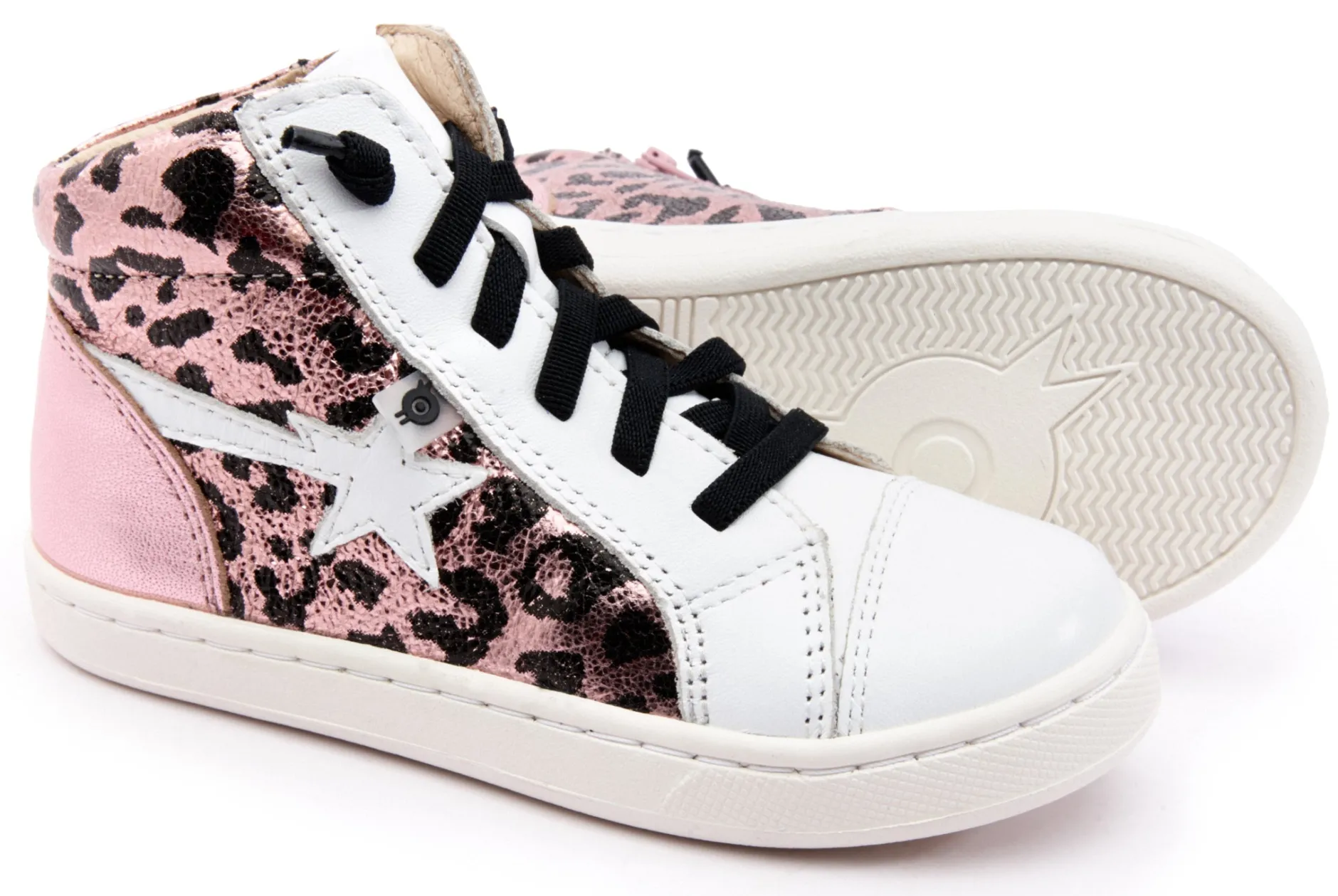 Old Soles Girl's 6117 Shoot-High Sneaker - Washed Pink Metallic/Snow/Pink Frost New