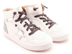 Old Soles Girl's 1003 Starling Casual Shoes - Snow / Silver / Glam Argent / White Sole Fashion