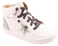 Old Soles Girl's 1003 Starling Casual Shoes - Snow / Silver / Glam Argent / White Sole Fashion