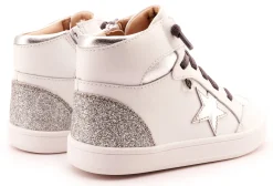 Old Soles Girl's 1003 Starling Casual Shoes - Snow / Silver / Glam Argent / White Sole Fashion