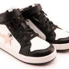 Old Soles Girl's 1007 Team-Star Casual Shoes - Snow / Powder Pink / Black / White Black Sole New