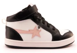 Old Soles Girl's 1007 Team-Star Casual Shoes - Snow / Powder Pink / Black / White Black Sole New