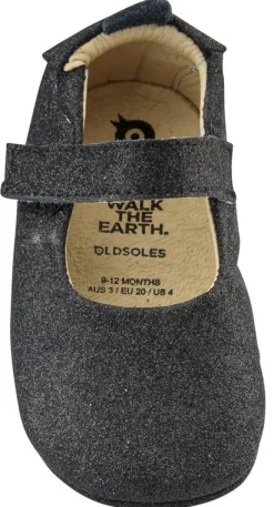 Old Soles Girl's Gabrielle Premium Leather First Walker Mary Janes, Black Glam Clearance