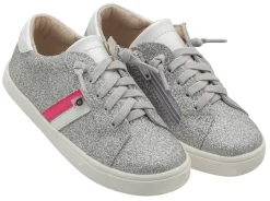 Old Soles Girl's Glambo Leather Sneakers, Glam Argent/Snow/Neon Pink/Silver Sale