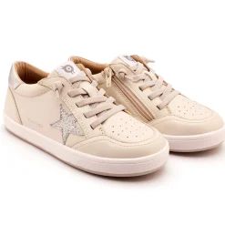 Old Soles Girl's Platinum Runner Casual Shoes - Vanilla / Glam Argent / Silver New