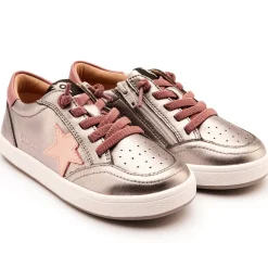 Old Soles Girl's Platinum Runner Casual Shoes - Rich Silver / Malva / Powder Pink Sale