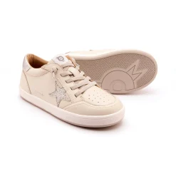 Old Soles Girl's Platinum Runner Casual Shoes - Vanilla / Glam Argent / Silver New