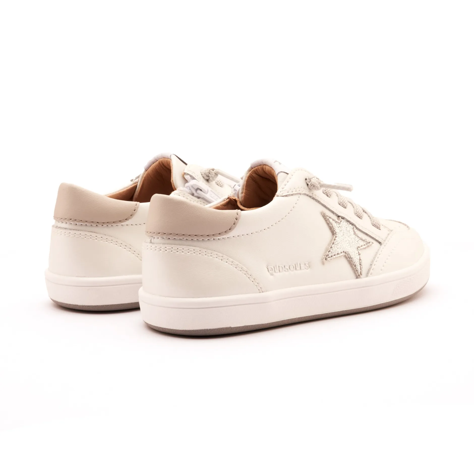 Old Soles Girl's Platinum Runner Casual Shoes - Nacardo Blanco / Gris / Glam Argent Clearance