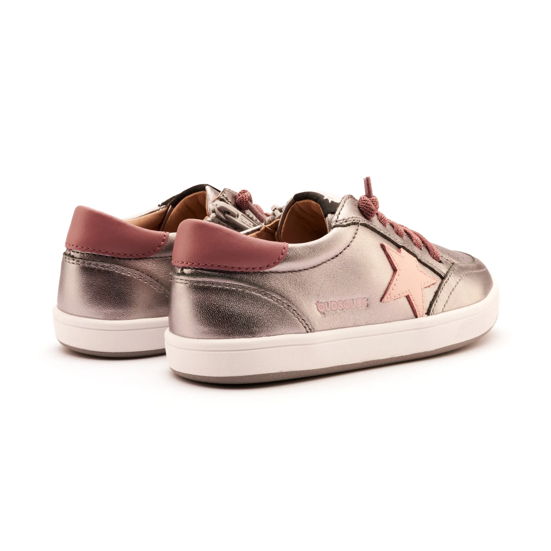 Old Soles Girl's Platinum Runner Casual Shoes - Rich Silver / Malva / Powder Pink Sale