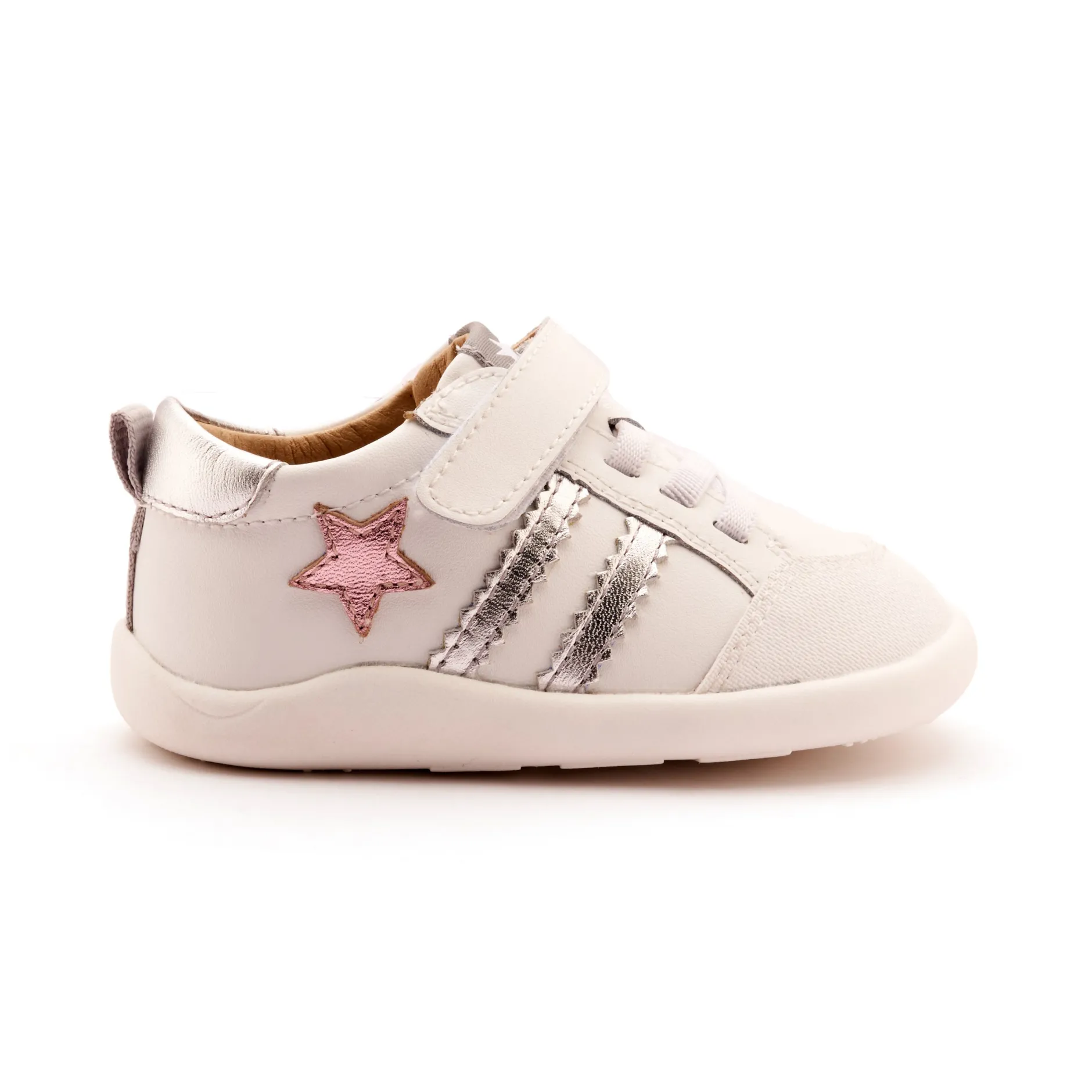 Old Soles Girl's WOS Ground Casual Shoes - Snow / Silver / Pink Frost Clearance