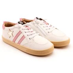 Old Soles Girl's WOS Runner Casual Shoes - Snow / Gold / Pearlised Pink Clearance