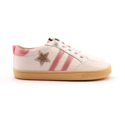 Old Soles Girl's WOS Runner Casual Shoes - Snow / Gold / Pearlised Pink Clearance