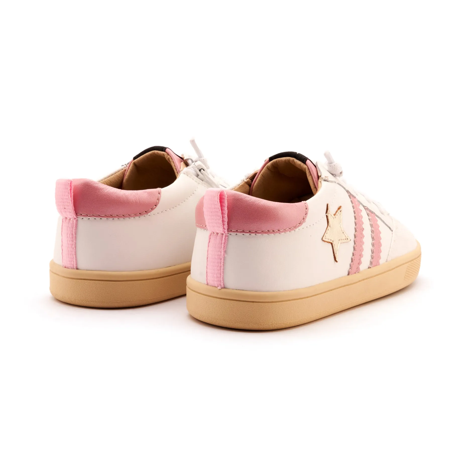 Old Soles Girl's WOS Runner Casual Shoes - Snow / Gold / Pearlised Pink Clearance