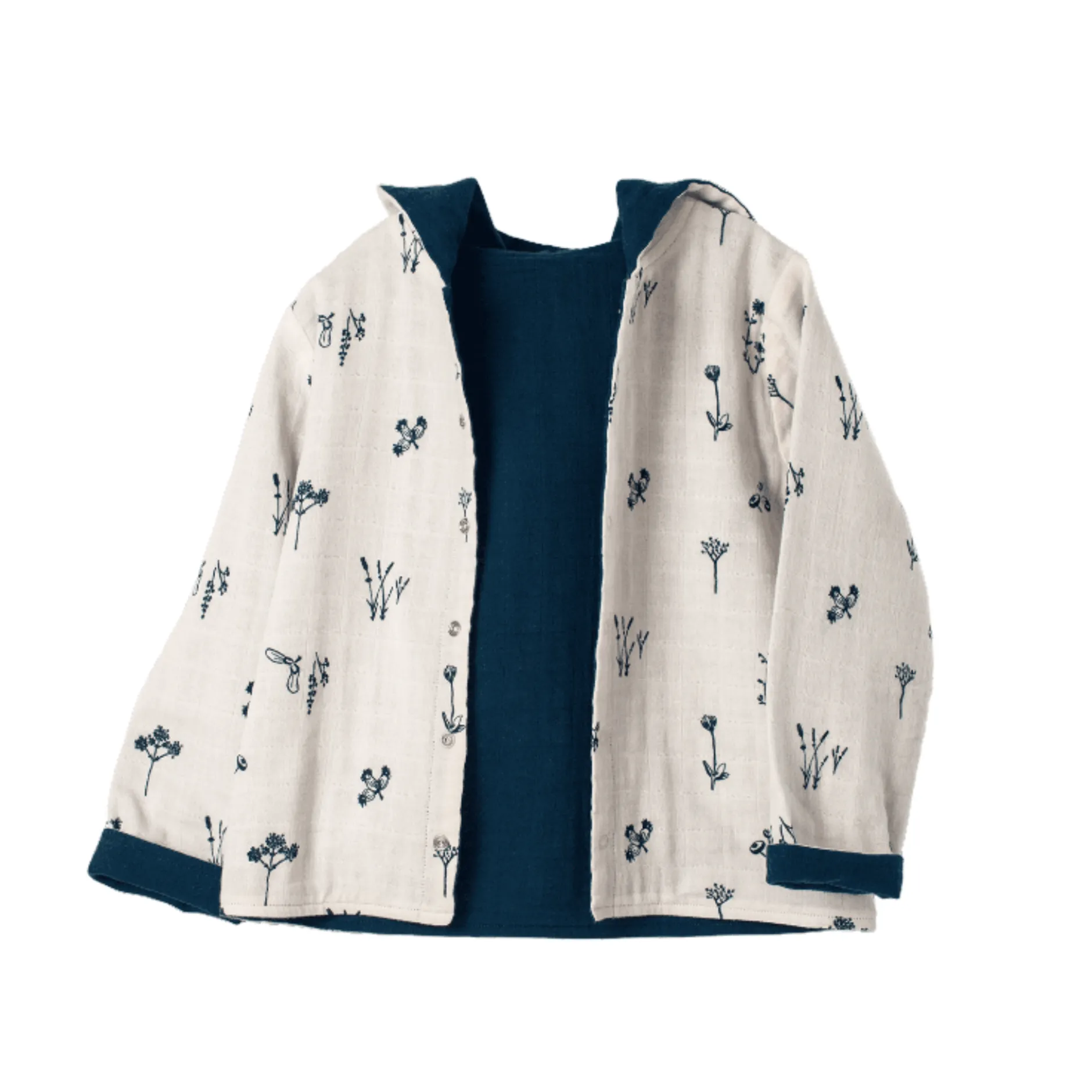 Organic By Feldman Plants Delight Reversible Cardigan - Blue Online