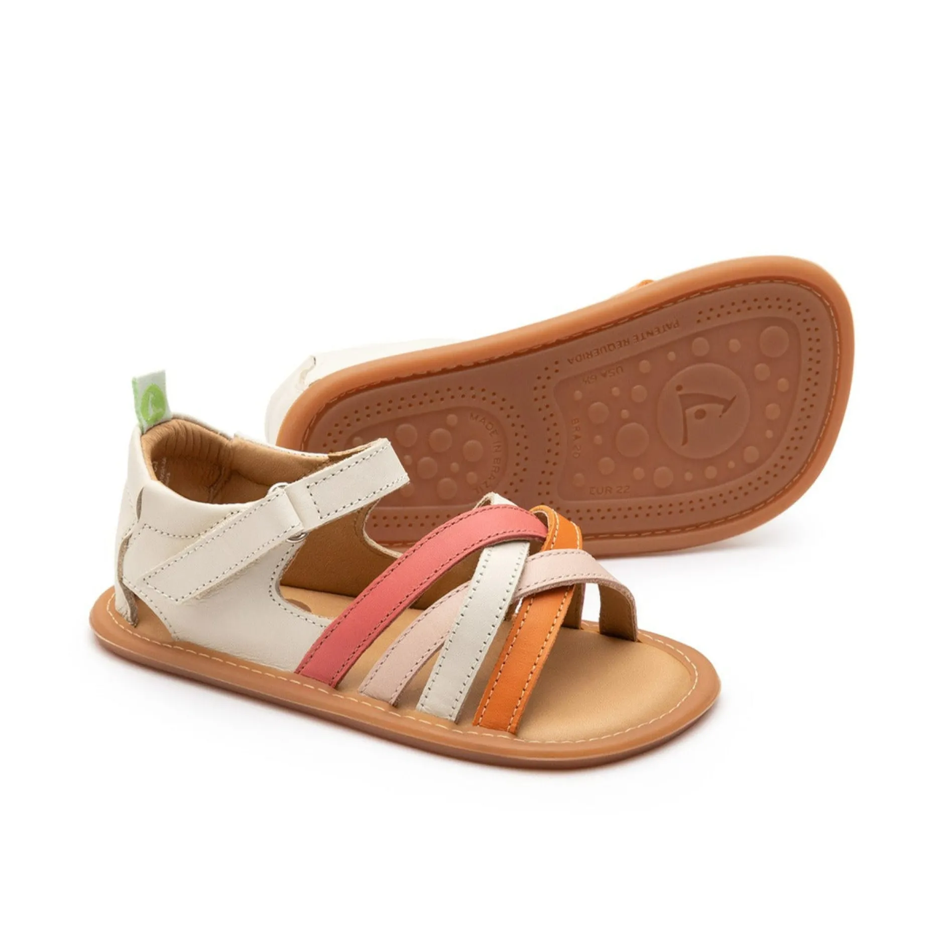 Tip Toey Joey Girl's Criss Cross Sandals - Tapioca / Tangerine / Coral Matte Sale