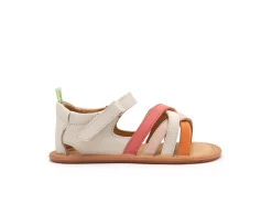 Tip Toey Joey Girl's Criss Cross Sandals - Tapioca / Tangerine / Coral Matte Sale