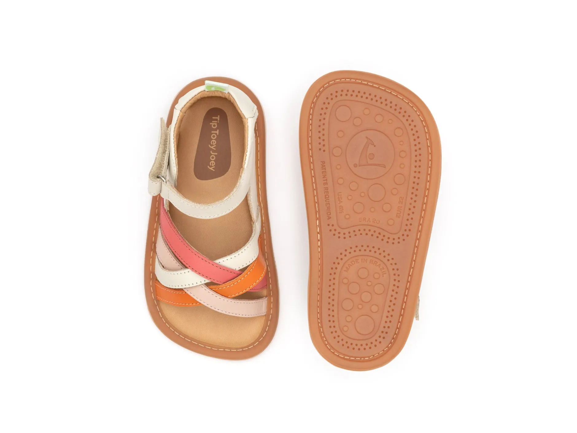 Tip Toey Joey Girl's Criss Cross Sandals - Tapioca / Tangerine / Coral Matte Sale