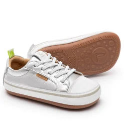 Tip Toey Joey Girl's Funky Sneakers - Sterling Silver / White Fashion