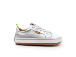 Tip Toey Joey Girl's Funky Sneakers - Sterling Silver / White Fashion