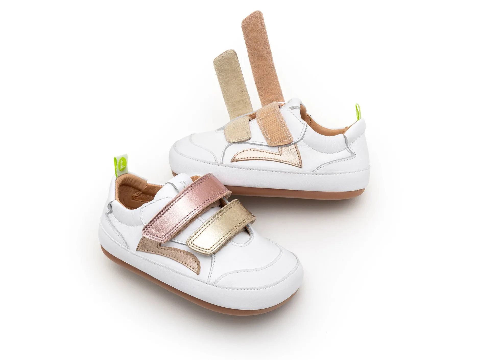 Tip Toey Joey Girl's Landy Sneakers - White / Champagne / Rose Gold Outlet