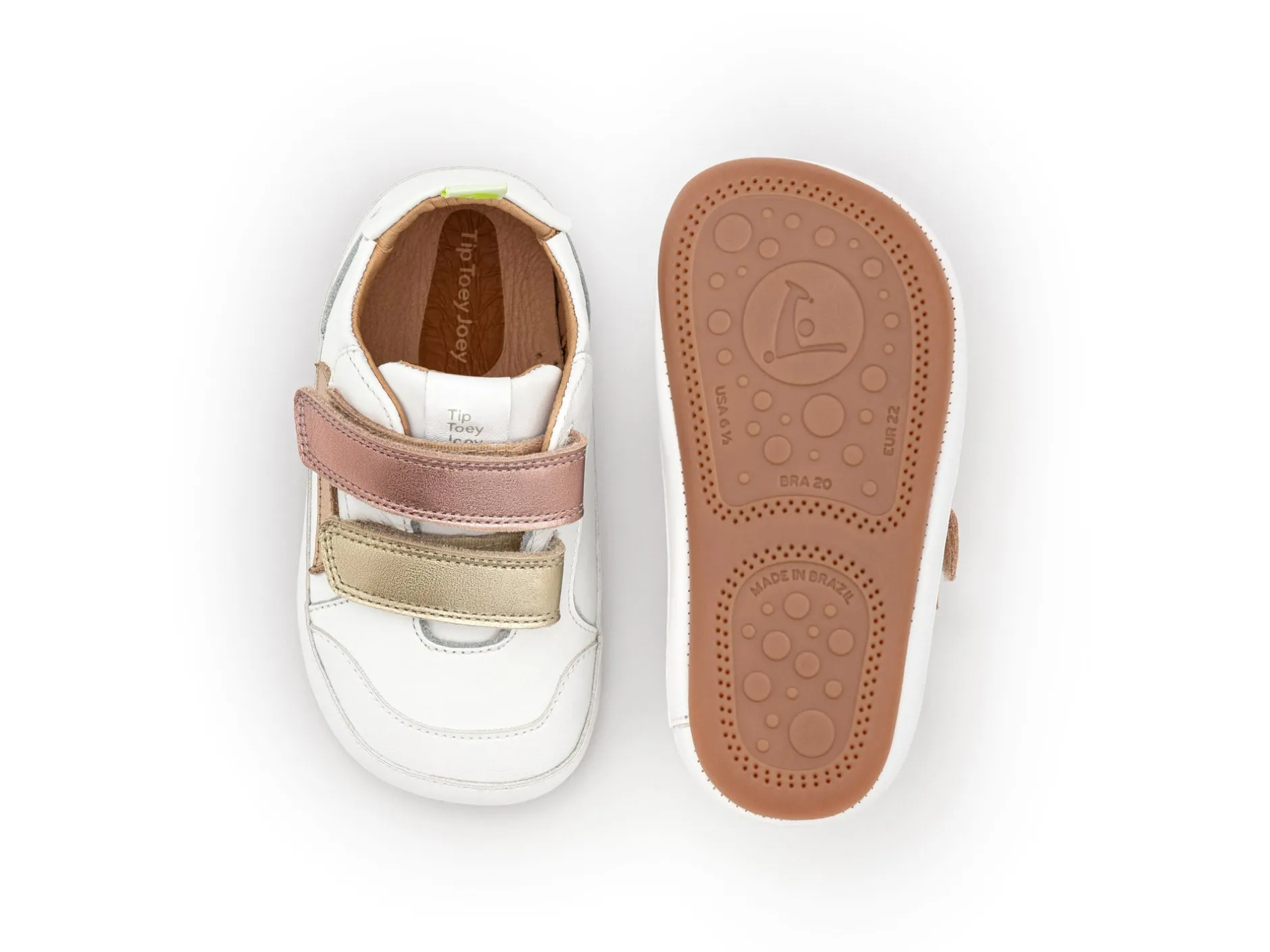 Tip Toey Joey Girl's Landy Sneakers - White / Champagne / Rose Gold Outlet
