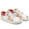 Tip Toey Joey Girl's Ollie Sneakers - White/Metallic Salmon Sale
