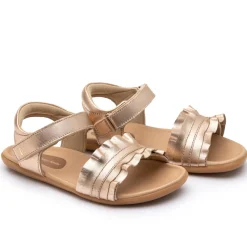 Tip Toey Joey Girl's Ruffle Sandals - Metalic Salmon Outlet