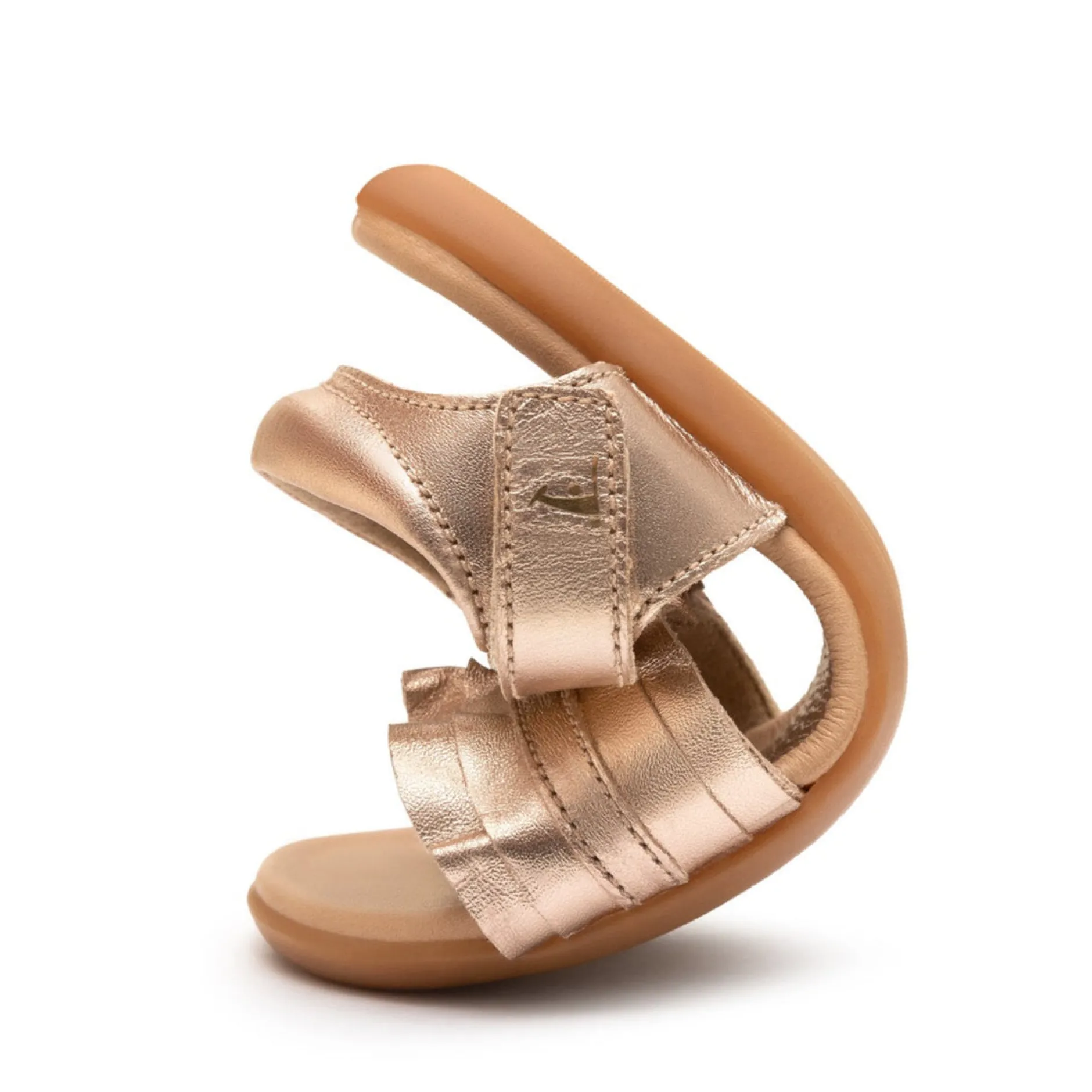 Tip Toey Joey Girl's Ruffle Sandals - Metalic Salmon Outlet