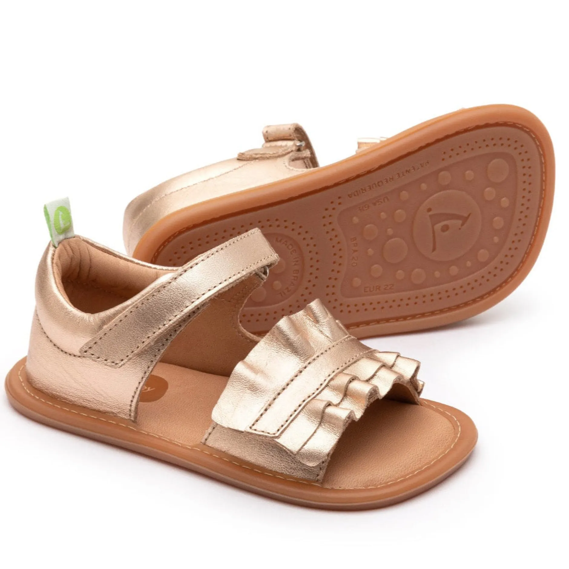 Tip Toey Joey Girl's Ruffy Sandals - Metalic Salmon Sale