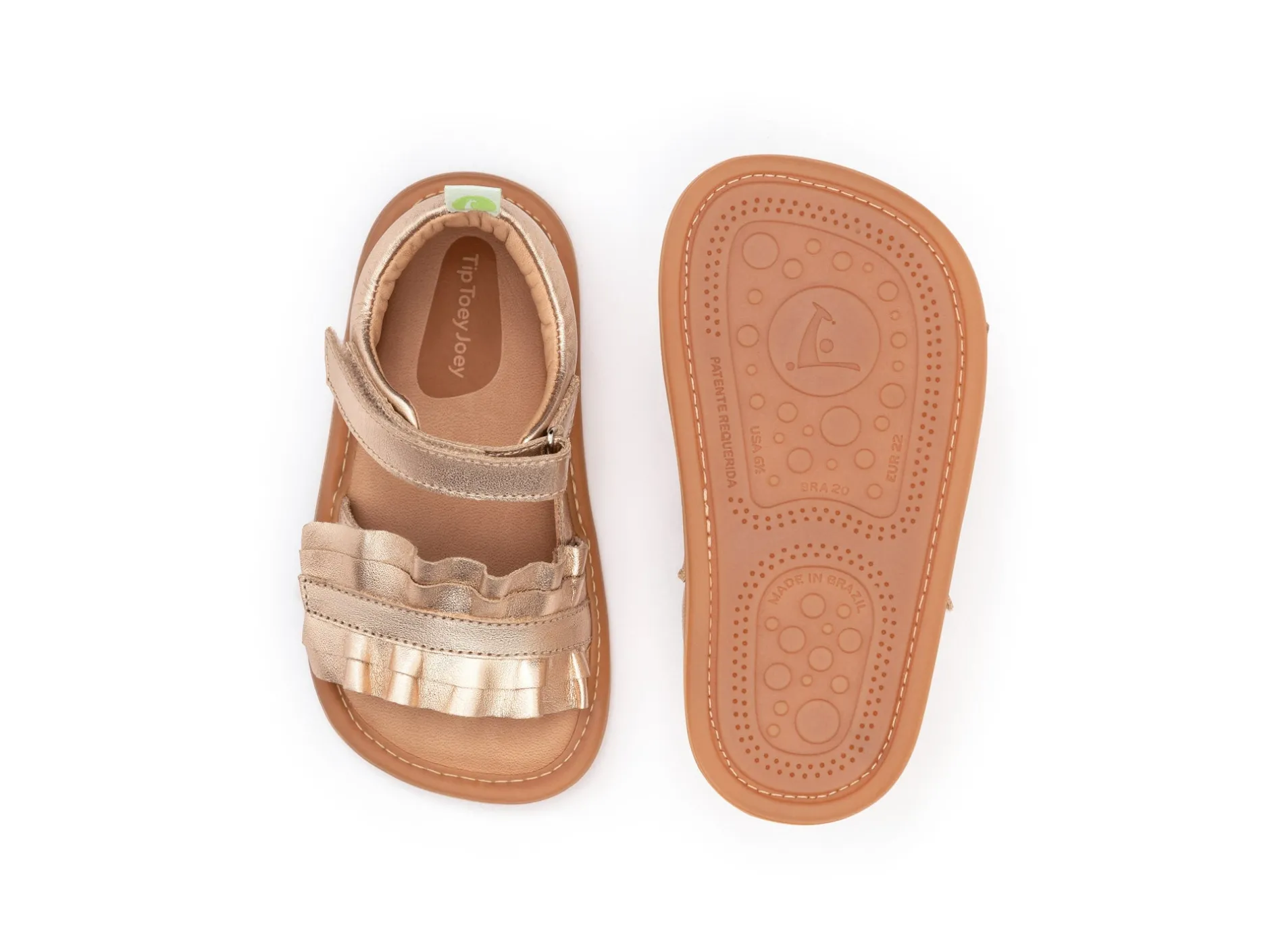 Tip Toey Joey Girl's Ruffy Sandals - Metalic Salmon Sale